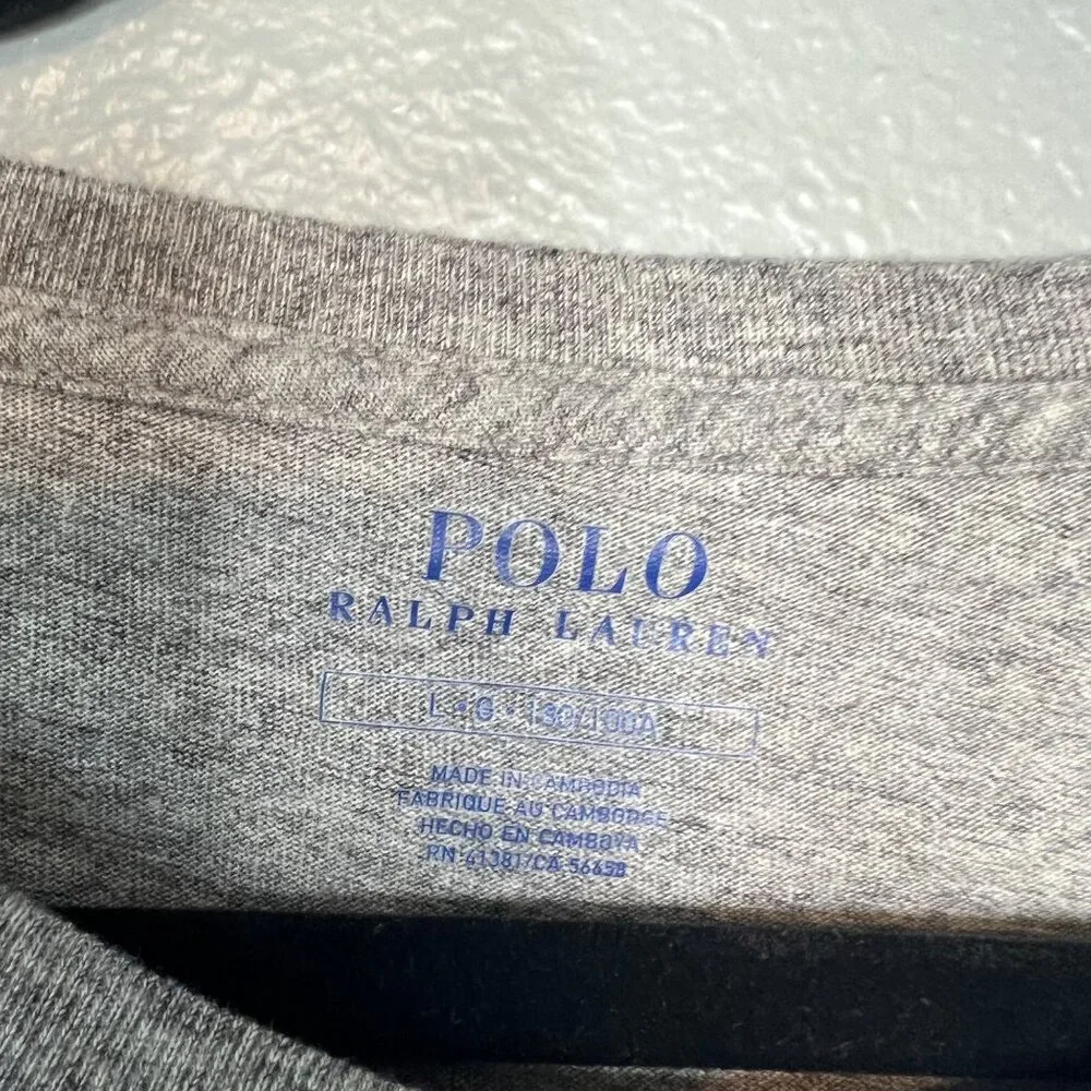 Polo Ralph Lauren Long Sleeve T-Shirt‎ Mens Size L Gray Neutral Tee